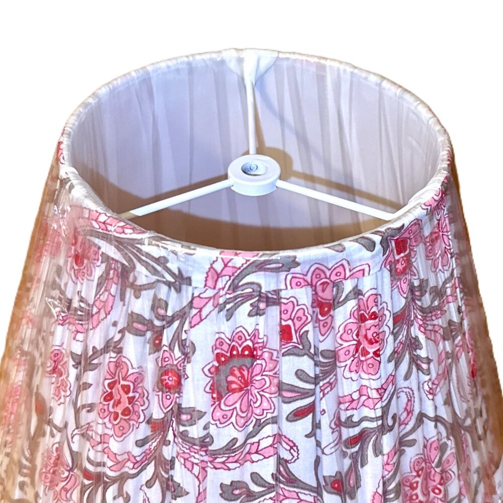 NWT, Pink Floral Hand Made Lamp Shade, 6" x 12" x 10" - Picture 6 of 7